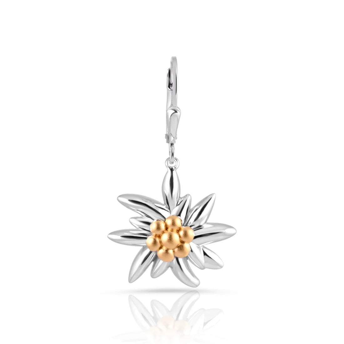 Ohrhänger aus bicolor, rhodiniertem und gelbgoldplattiertem Sterling Silber die den Edelweiss EG-8021