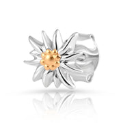 Ohrstecker aus bicolor, rhodiniertem und gelbgoldplattiertem Sterling Silber die den Edelweiss EG-8015
