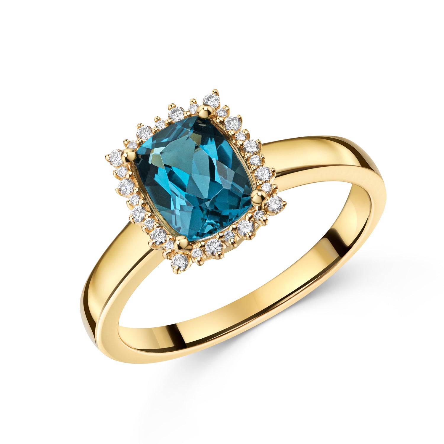 Lovebird Damenring London Blue Topas & 28 Brillanten 0,10 ct. Gold 585 LB352