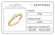 Lovebird Damenring mit Lab Grown Brillant 0,20 ct. Gelbgold 585 LB704
