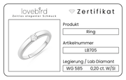 Lovebird Damenring mit Lab Grown Brillant 0,20 ct. Weißgold 585 LB705