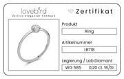 Lovebird Damenring mit Lab Grown Brillant 0,20 ct. Weißgold 585 LB718