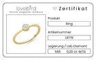 Lovebird Damenring mit Lab Grown Brillant 0,20 ct. Gelbgold 585 LB719