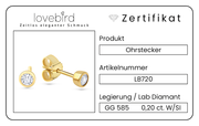 Lovebird Ohrstecker mit Lab Grown Brillant 0,20 ct. Gelbgold 585 LB720
