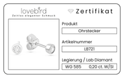 Lovebird Ohrstecker mit Lab Grown Brillant 0,20 ct. Weißgold 585 LB721