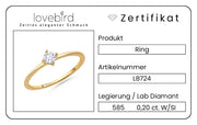 Lovebird Damenring mit Lab Grown Brillant 0,20 ct. Gelbgold 585 LB724