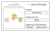 Lovebird Ohrstecker mit Lab Grown Brillant 0,40 ct. Gelbgold 585 LB726