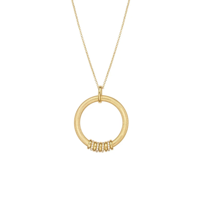 Lange Halskette mit Anhänger aus 18kt gelbgoldplattiertem Sterlingsilber NG-1456