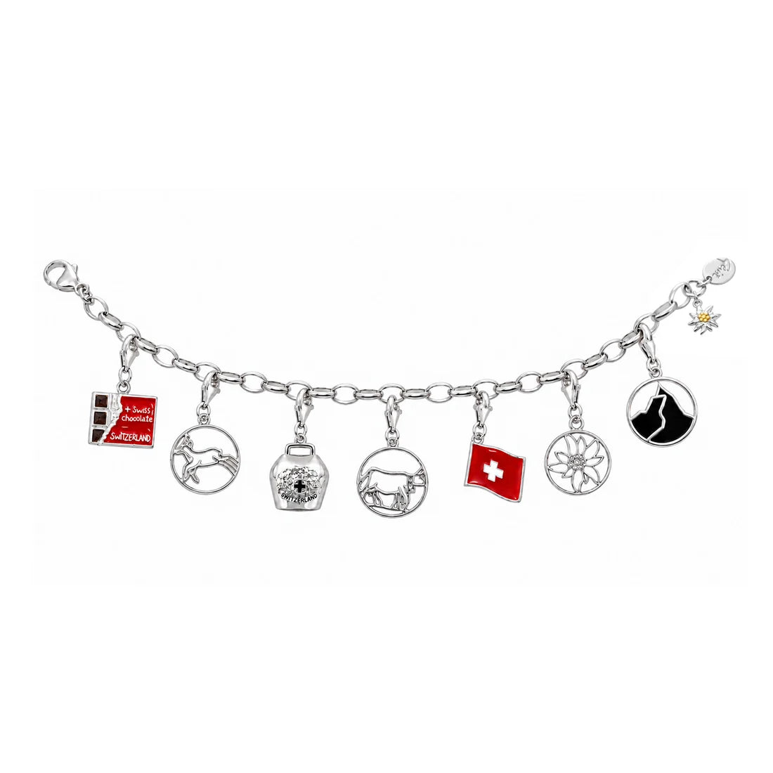 Gämse Charm in runder Form aus rhodiniertem Silber C-7039