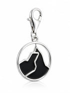 Matterhorn Charm in runder Form aus schwarz und weiss rhodiniertem Silber C-7040
