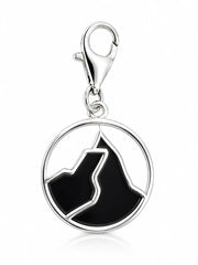 Matterhorn Charm in runder Form aus schwarz und weiss rhodiniertem Silber C-7040