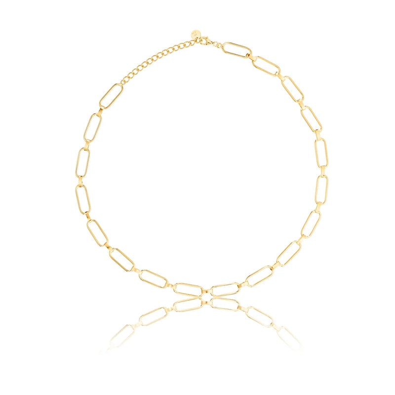 Halskette aus vergoldetem Sterlingsilber mit glänzenden Ringen NE-10010GP
