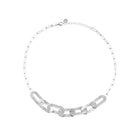 Halskette aus rhodiniertem Sterlingsilber, feinen Rolo-Kette aus ovalen Gliedern mit glänzendem Finish und einer Reihe großer ovaler Glieder N-1513
