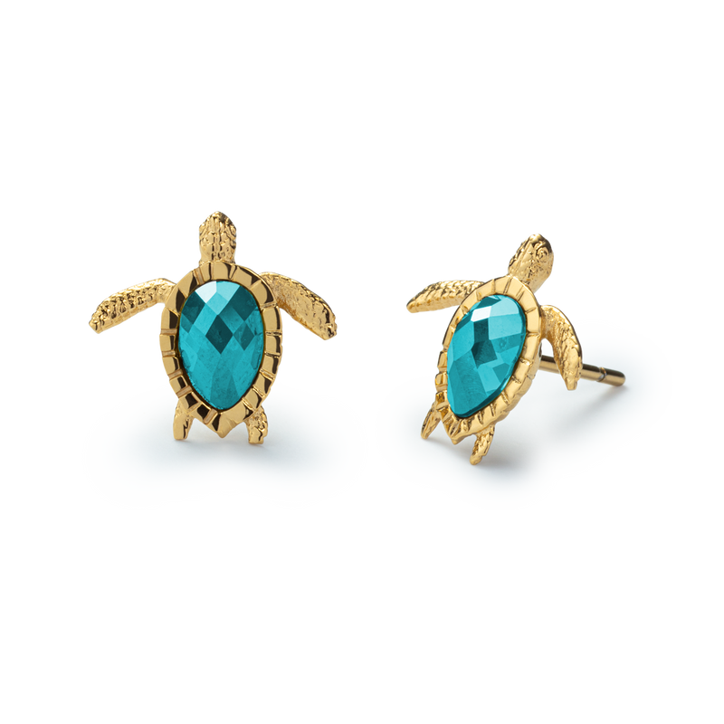 Turtle Ohrstecker Stud Aquamarine Gold PH-JE-1583
