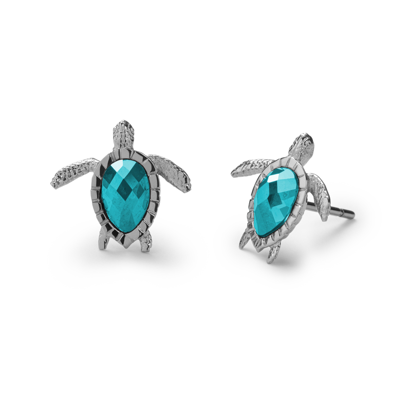 Turtle Ohrstecker Stud Aquamarine Silber PH-JE-1585