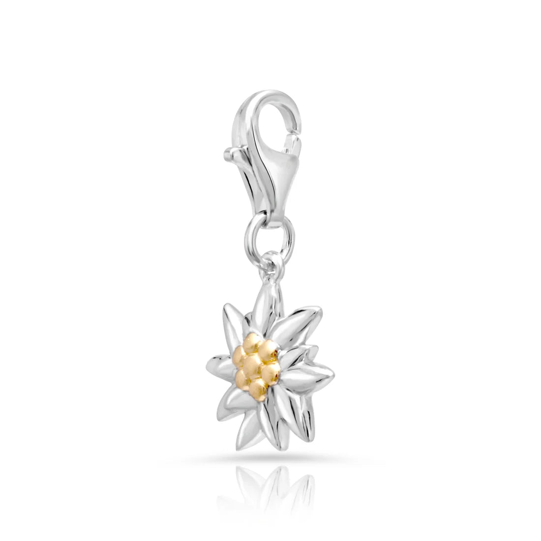 Bicolor Silber Charm rhodiniert mit Edelweiss Motiv CG-8030