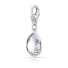 Charm aus rhodiniertem Sterlingsilber mit facettiertem Bergkristall in Tropfenform C-8037