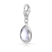 Charm aus rhodiniertem Sterlingsilber mit facettiertem Bergkristall in Tropfenform C-8037