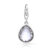 Charm aus rhodiniertem Sterlingsilber mit facettiertem Bergkristall in Tropfenform C-8037