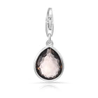 Charm aus rhodiniertem Sterlingsilber mit facettiertem Rauchquarz in Tropfenform C-8036