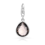 Charm aus rhodiniertem Sterlingsilber mit facettiertem Rauchquarz in Tropfenform C-8036