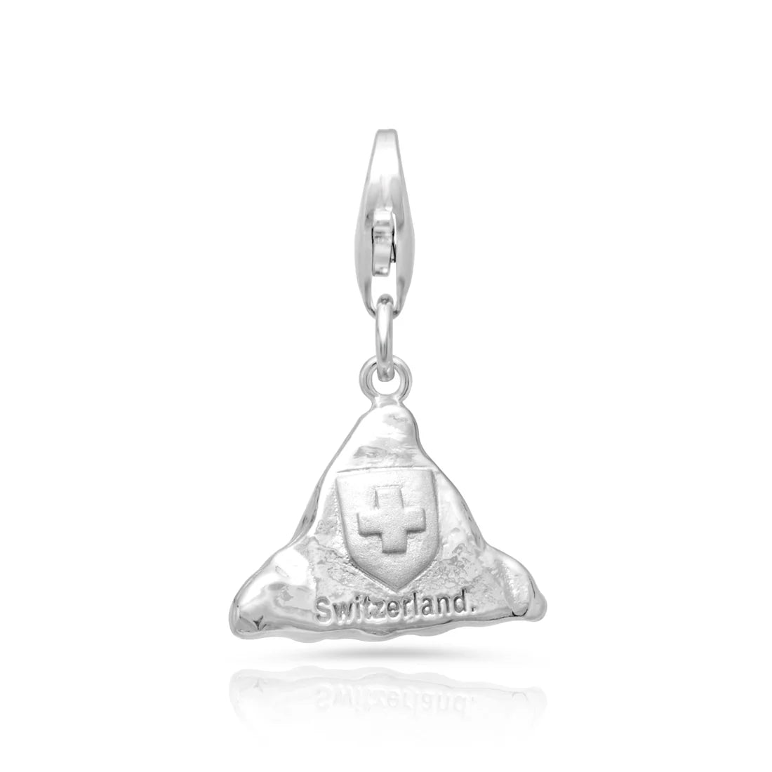 Charm aus rhodiniertem Silber mit Matterhorn-Motiv (3D) und Emblem der Schweizer Flagge C-8031