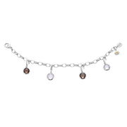 Charm aus rhodiniertem Sterlingsilber mit ovalem facettiertem Bergkristall C-8033