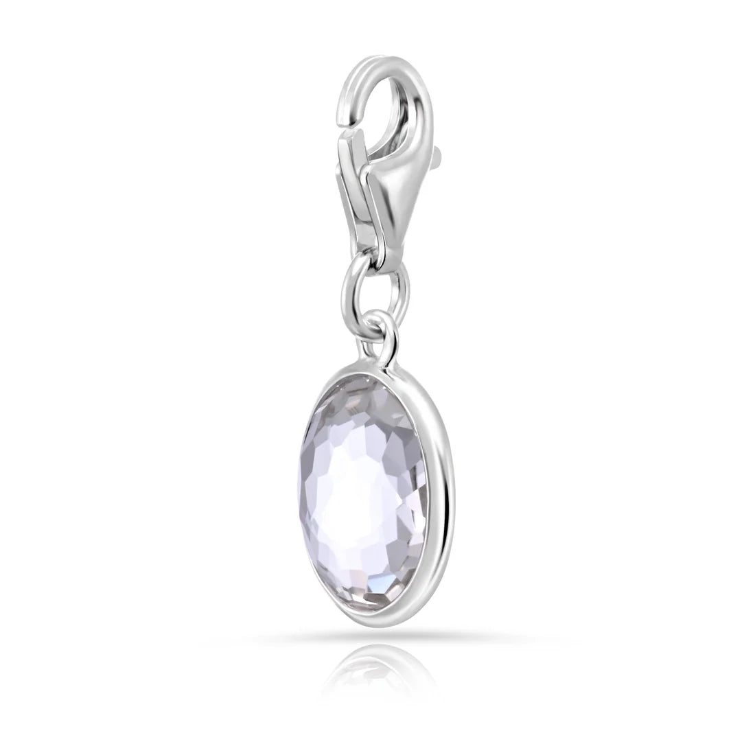 Charm aus rhodiniertem Sterlingsilber mit ovalem facettiertem Bergkristall C-8033