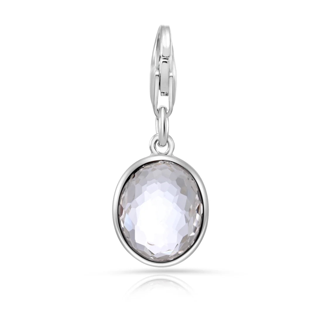 Charm aus rhodiniertem Sterlingsilber mit ovalem facettiertem Bergkristall C-8033
