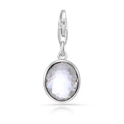 Charm aus rhodiniertem Sterlingsilber mit ovalem facettiertem Bergkristall C-8033