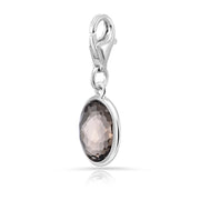 Charm aus rhodiniertem Sterlingsilber mit ovalem facettiertem Rauchquarz C-8032