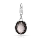 Charm aus rhodiniertem Sterlingsilber mit ovalem facettiertem Rauchquarz C-8032