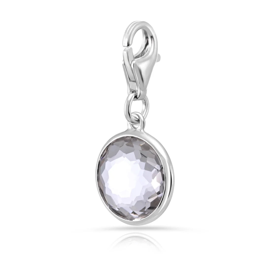 Charm aus rhodiniertem Sterlingsilber mit rundem facettiertem Bergkristall C-8035