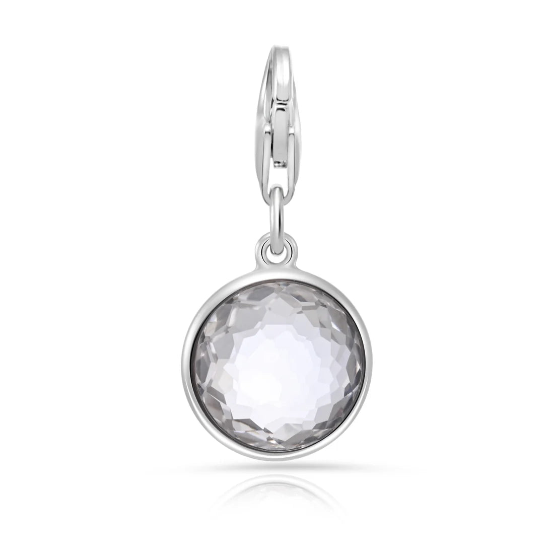 Charm aus rhodiniertem Sterlingsilber mit rundem facettiertem Bergkristall C-8035