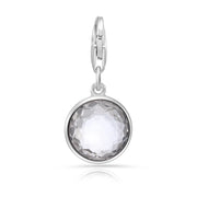 Charm aus rhodiniertem Sterlingsilber mit rundem facettiertem Bergkristall C-8035