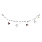 Charm aus rhodiniertem Sterlingsilber mit rundem facettiertem Rauchquarz C-8034