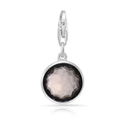 Charm aus rhodiniertem Sterlingsilber mit rundem facettiertem Rauchquarz C-8034
