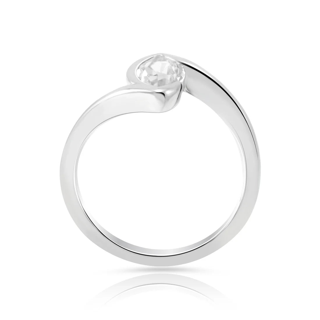 Ring aus rhodiniertem Sterlingsilber mit facettiertem Bergkristall Marquise SR-721-48