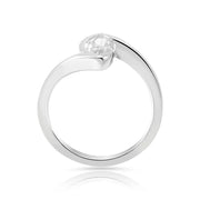 Ring aus rhodiniertem Sterlingsilber mit facettiertem Bergkristall Marquise SR-721
