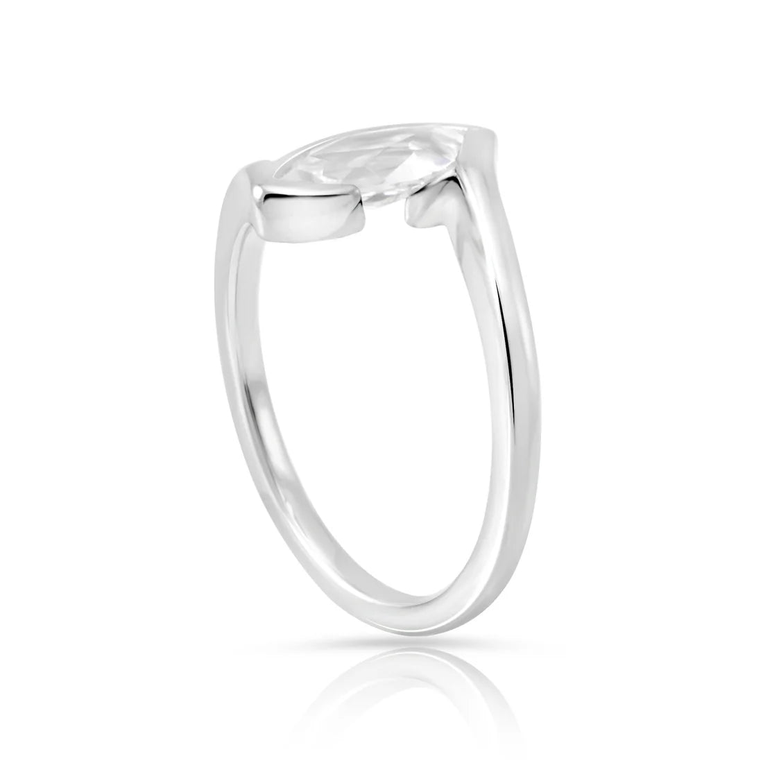 Ring aus rhodiniertem Sterlingsilber mit facettiertem Bergkristall Marquise SR-721-48