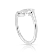 Ring aus rhodiniertem Sterlingsilber mit facettiertem Bergkristall Marquise SR-721