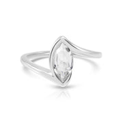 Ring aus rhodiniertem Sterlingsilber mit facettiertem Bergkristall Marquise SR-721