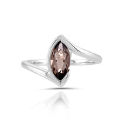 Ring aus rhodiniertem Sterlingsilber mit facettiertem Rauchquarz SR-722