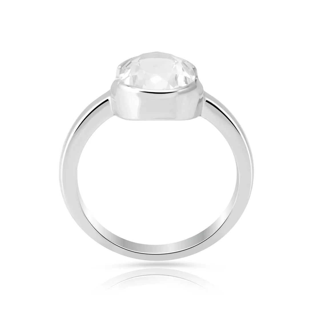 Ring aus rhodiniertem Sterlingsilber mit facettiertem ovalem Bergkristall SR-720-48