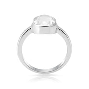 Ring aus rhodiniertem Sterlingsilber mit facettiertem ovalem Bergkristall SR-720