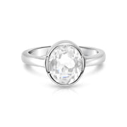 Ring aus rhodiniertem Sterlingsilber mit facettiertem ovalem Bergkristall SR-720