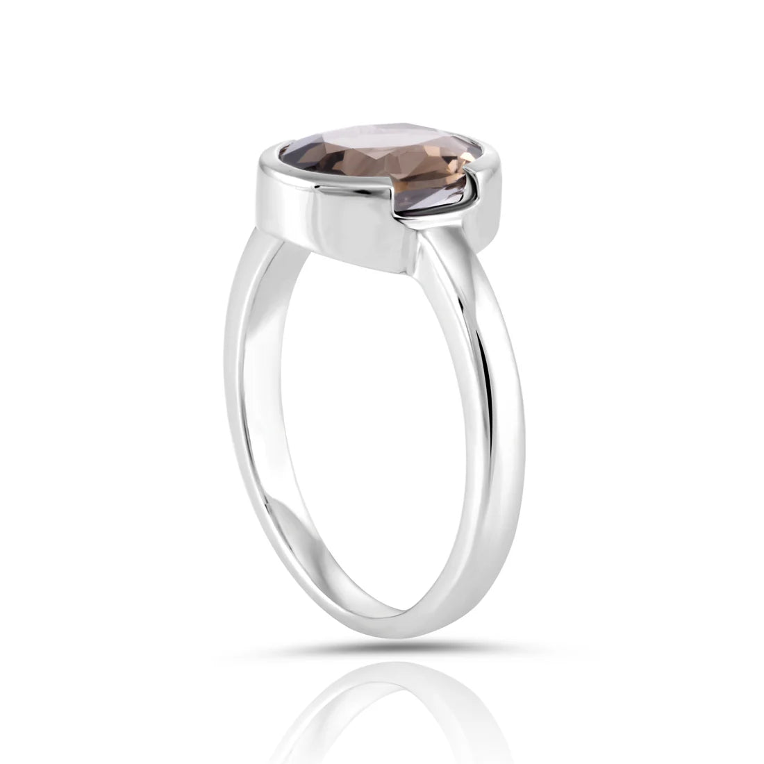Ring aus rhodiniertem Sterlingsilber mit facettiertem Rauchquarz SR-723-48