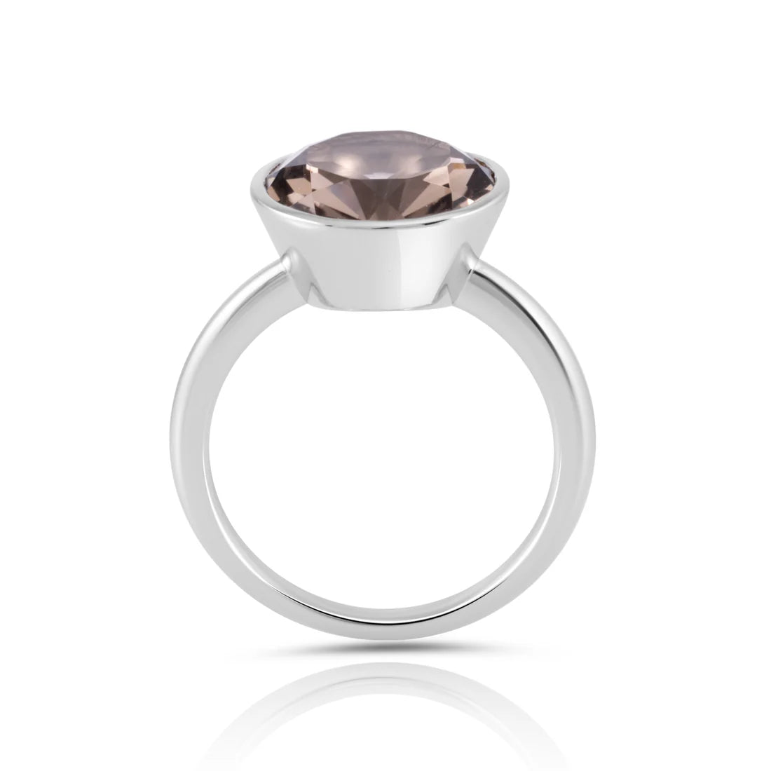 Ring aus rhodiniertem Sterlingsilber mit facettiertem Rauchquarz SR-723-48