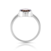 Ring aus rhodiniertem Sterlingsilber mit facettiertem Rauchquarz SR-723