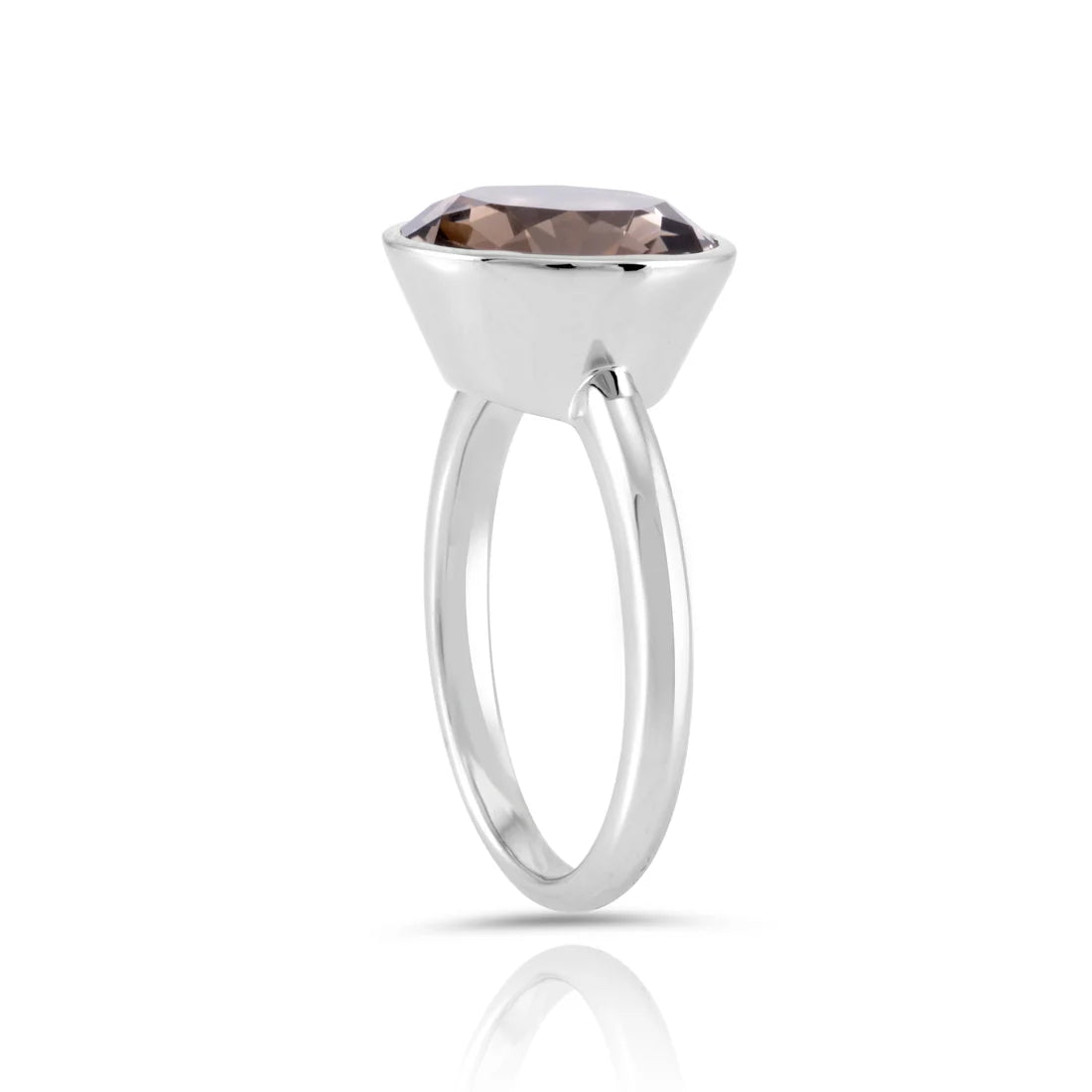 Ring aus rhodiniertem Sterlingsilber mit facettiertem Rauchquarz SR-723-48